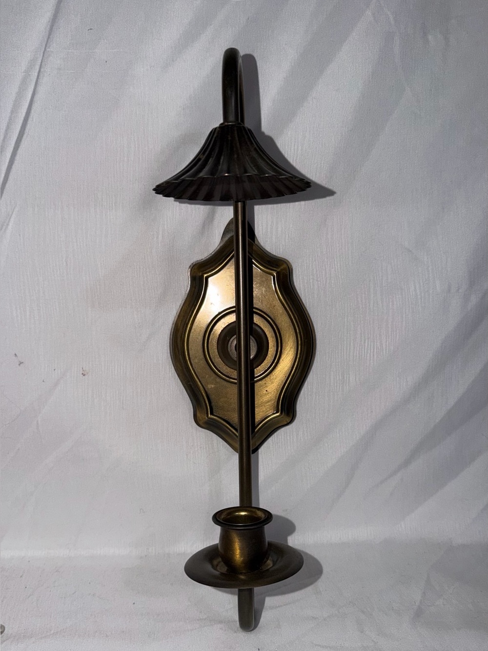 Vintage Homco Brass Single Taper Candle Wall Sconce
